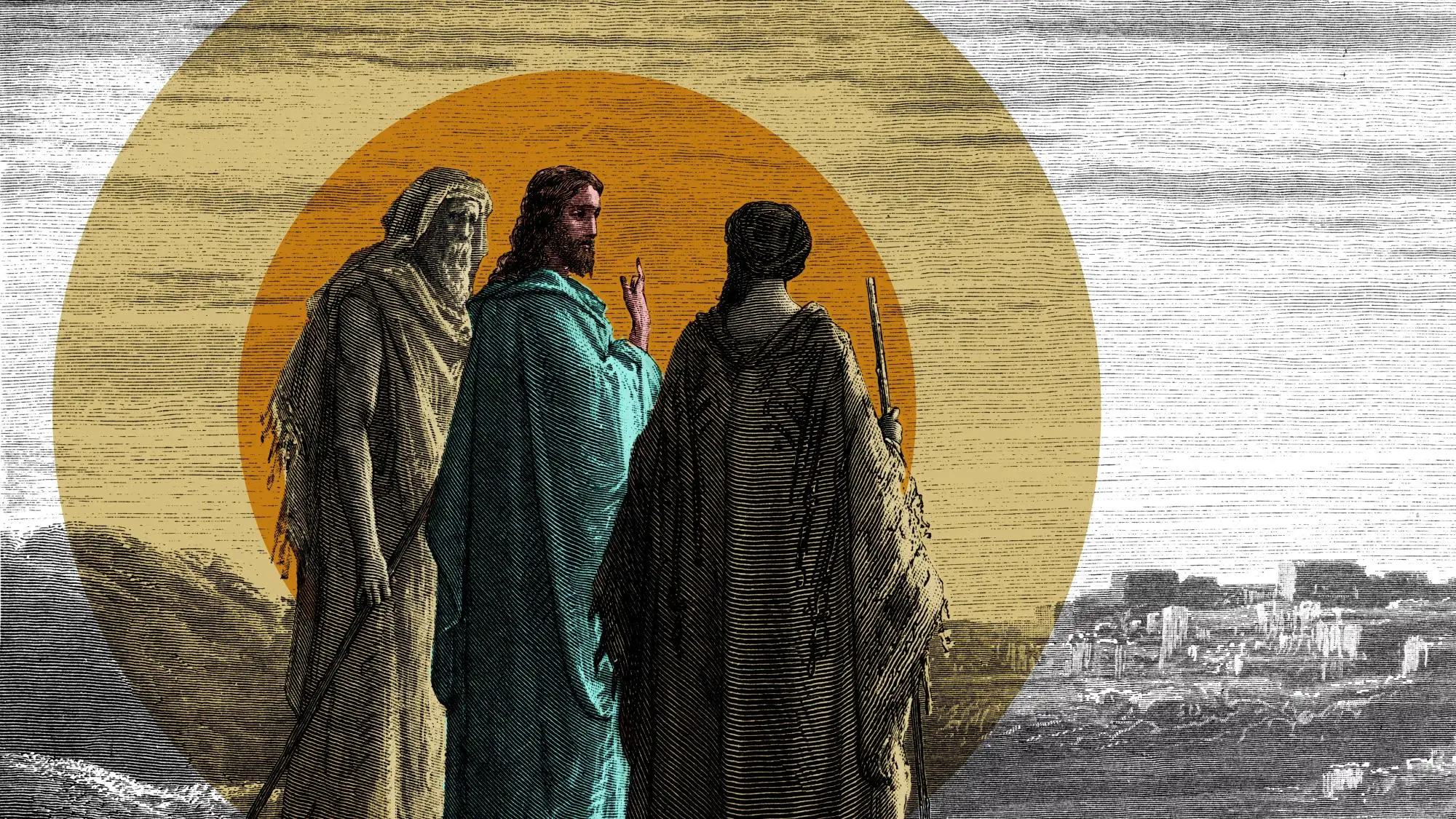 Two travelers on the road to Emmaus